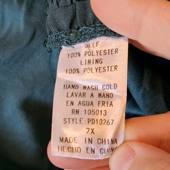 Andree By Unit 2X Dress Dark‎ Teal Chiffon Layered Longsleeve Blue Green Lined - Picture 10 of 13